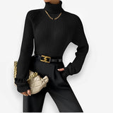 Loose Slim High Collar Knitted Sweater