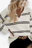 V-neck Striped Pullover Polo Shirt Sweater