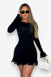 Curled Long Sleeve Wool Knitted Dress