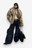 Brown Warm Raccoon Fur Coat