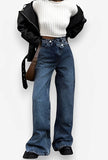 Split front cross Straight Jeans