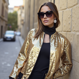 Sequined short stand collar jacket