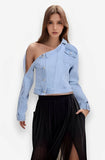 Retro Washed Old Off-shoulder Denim shirt