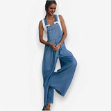 sleeveless denim jumpsuit