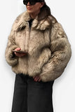 Artificial fur lapel zipper jacket